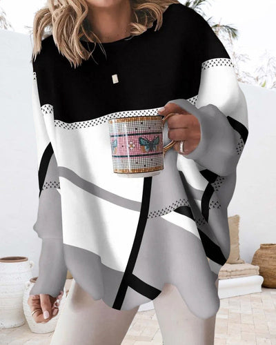 Pullover in lockerer Passform mit Kontrastfarbe für Frauen