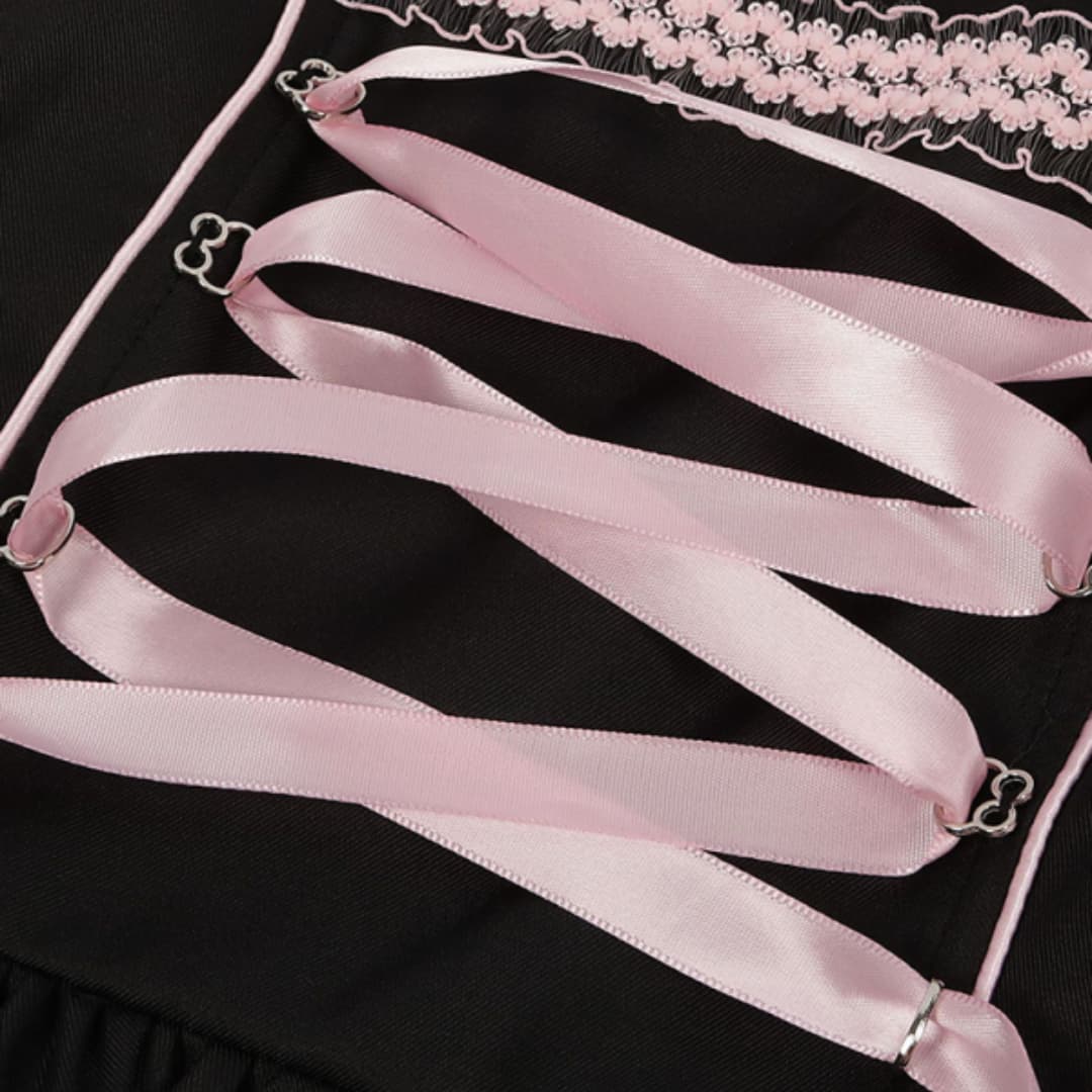 Besticktes Dirndl Kleid mit Satinband für Damen - Oktoberfest 2025