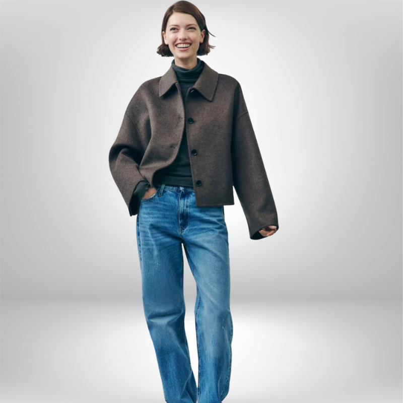 Damen Übergangsjacke Kurz Mantel | Oversized Elegant