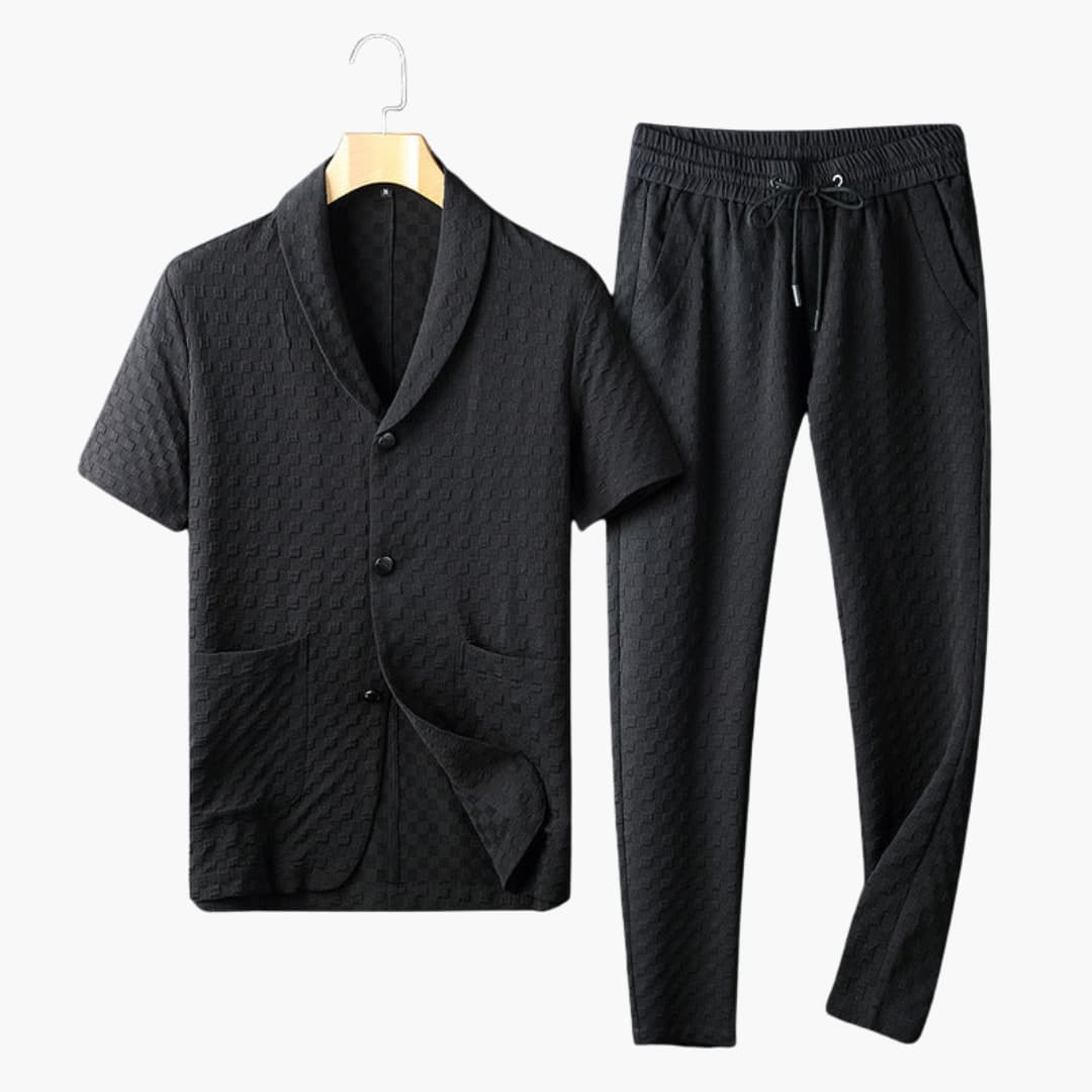 Herren Sommer Loungewear Set mit Knopfleiste und Jogginghose