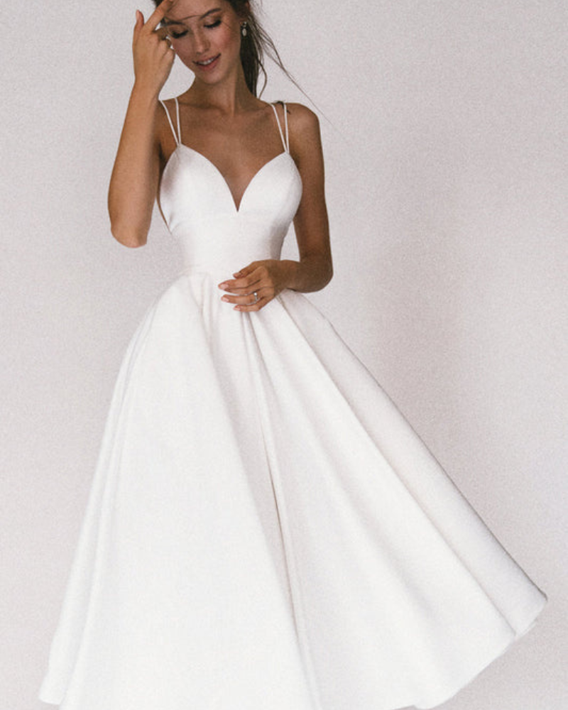 Damen Elegant Abendkleid | Cocktailkleid mit Spaghettiträgern und Herz-Ausschnitt