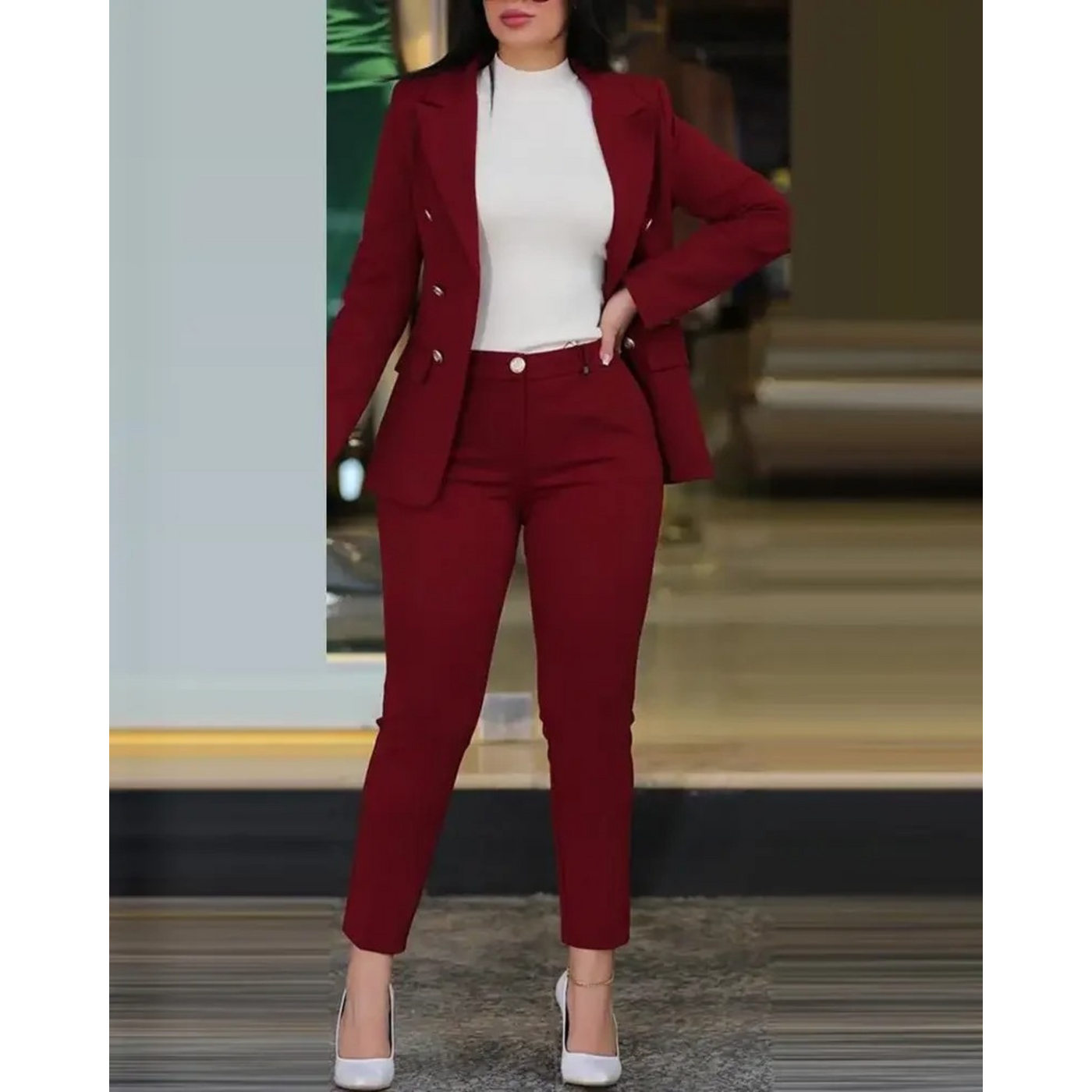 Griselda - Set aus Blazer und Hose mit zwei Knöpfen für formelle Anlässe