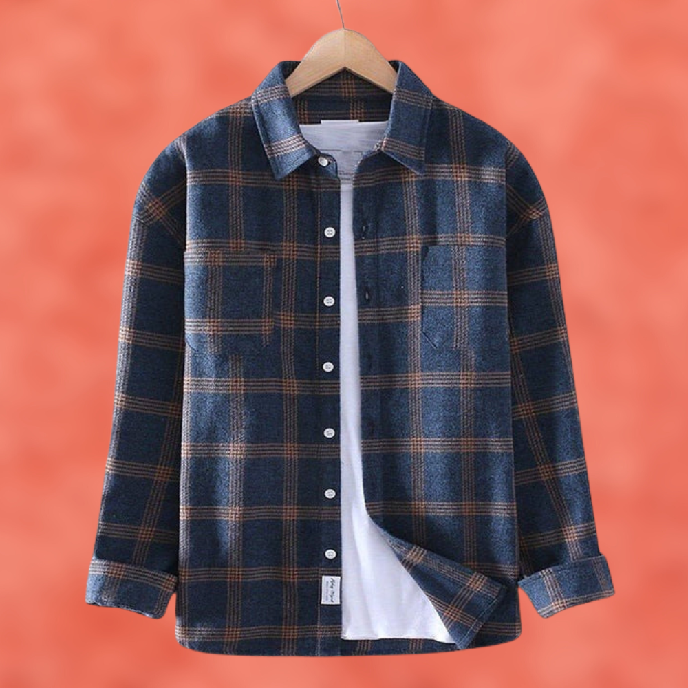 Erwann- Kariertes Overshirt in Rostbraun