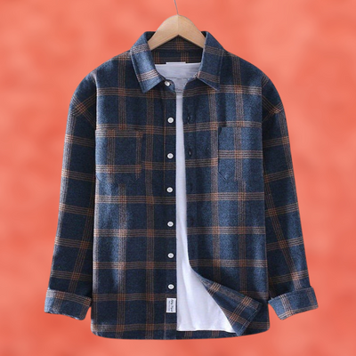 Erwann- Kariertes Overshirt in Rostbraun