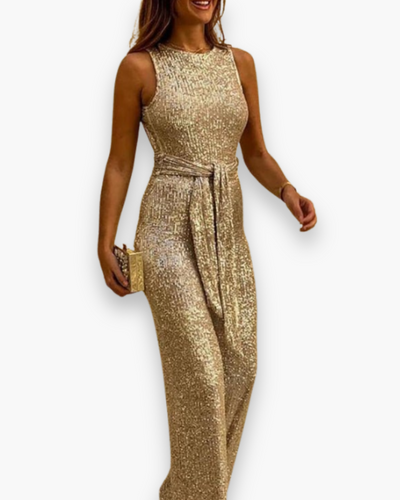 Damen Eleganter Glitzer Jumpsuit | Festlich Hochzeitsmode