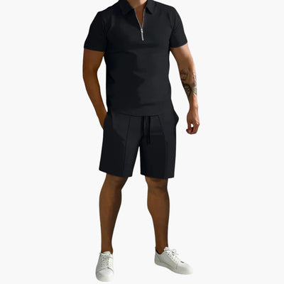 Herren Sommer-Zweiteiler mit Half-Zip-Shirt und Shorts