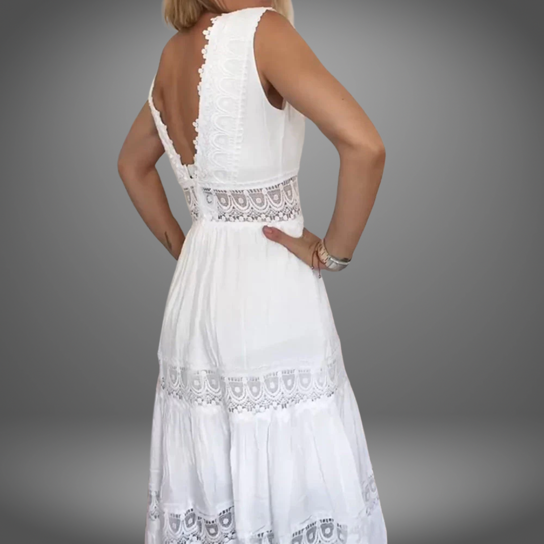 Wilhelmina© | Ärmelloses V-Ausschnitt-Kleid mit Spitze