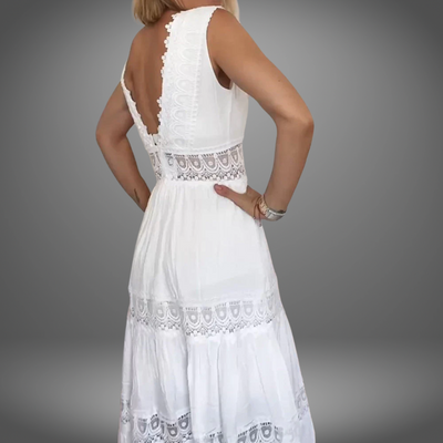 Wilhelmina© | Ärmelloses V-Ausschnitt-Kleid mit Spitze