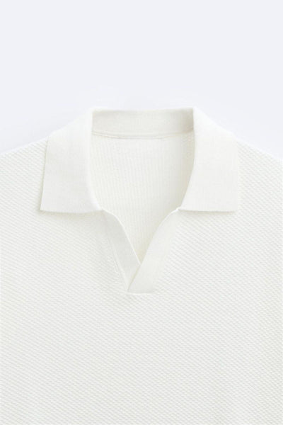 Klassisches Strick-Poloshirt in Weiß