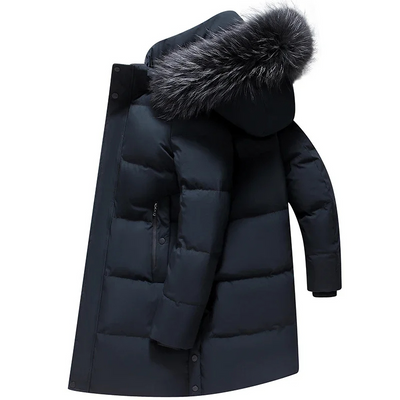 Winterjacke mit Fellimitat-Kapuze für Männer