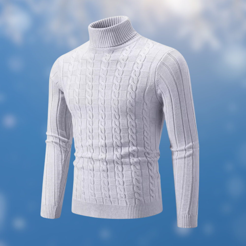 LEWIS -  Zopfmuster-Rollkragenpullover