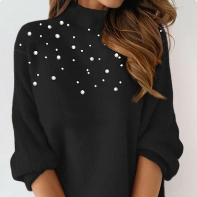 Linaelle - Gelber Pullover mit Perlen – Strahlend, weich & voller Charme