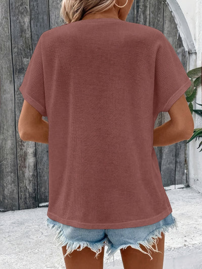 Marylou - Lässiges Rundhals Oberteil Mit Kurzen Ärmeln