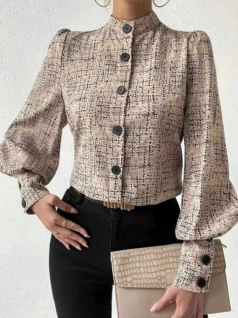 Bluse mit abstraktem Print und Puffärmeln für Frauen