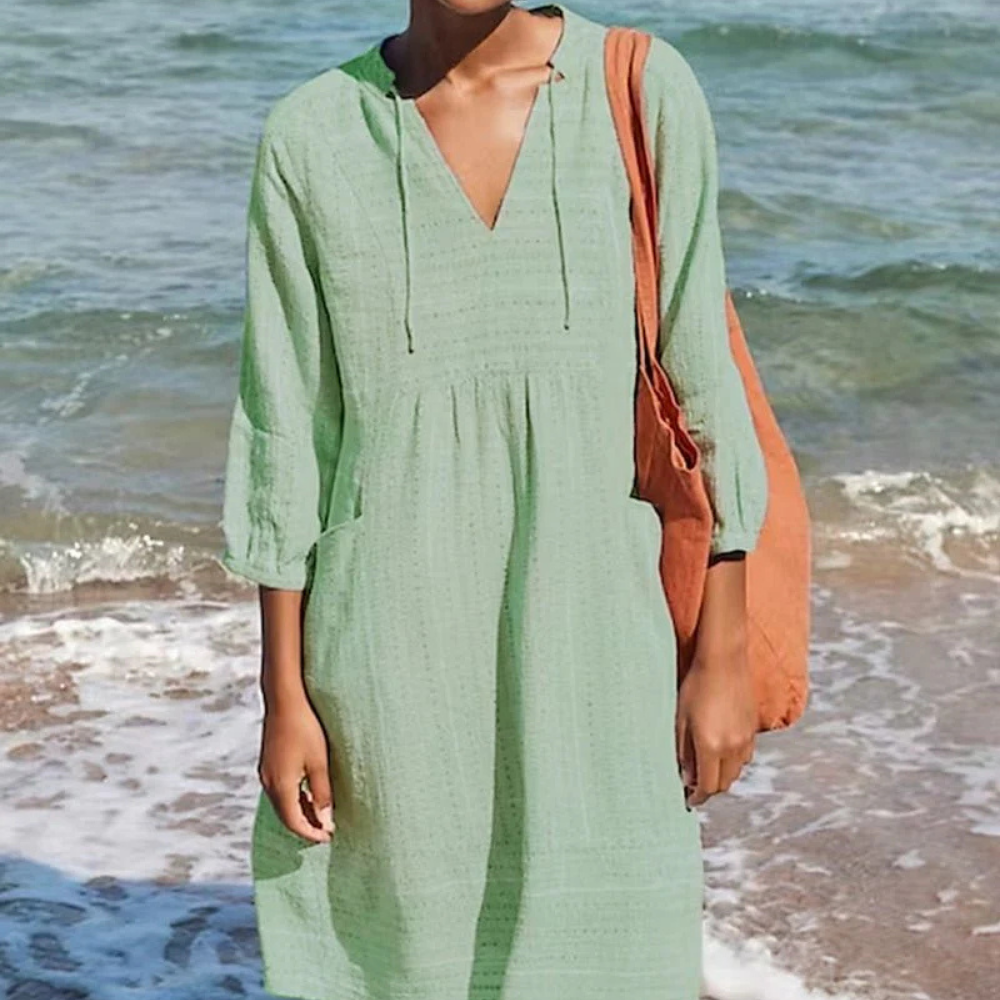 MAÉ - Leichtes Boho-Kleid in Himmelblau – Dein luftiger Begleiter für Strand &amp; Stadt