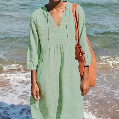 MAÉ - Leichtes Boho-Kleid in Himmelblau – Dein luftiger Begleiter für Strand &amp; Stadt