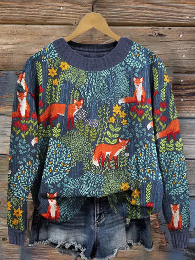 Pullover mit Fuchsdesign für Frauen