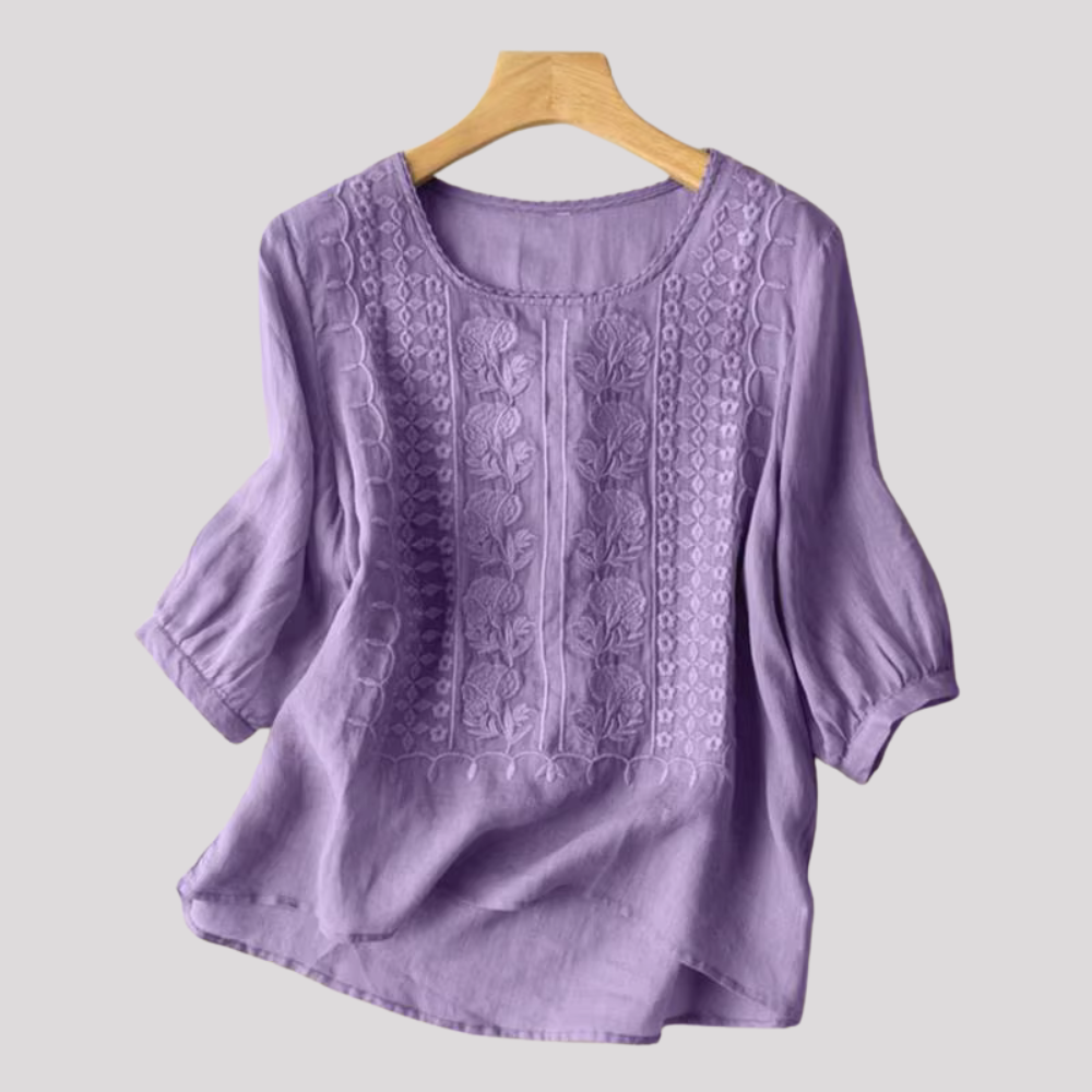 Aurélie –  Bluse in Weiß mit Stickerei