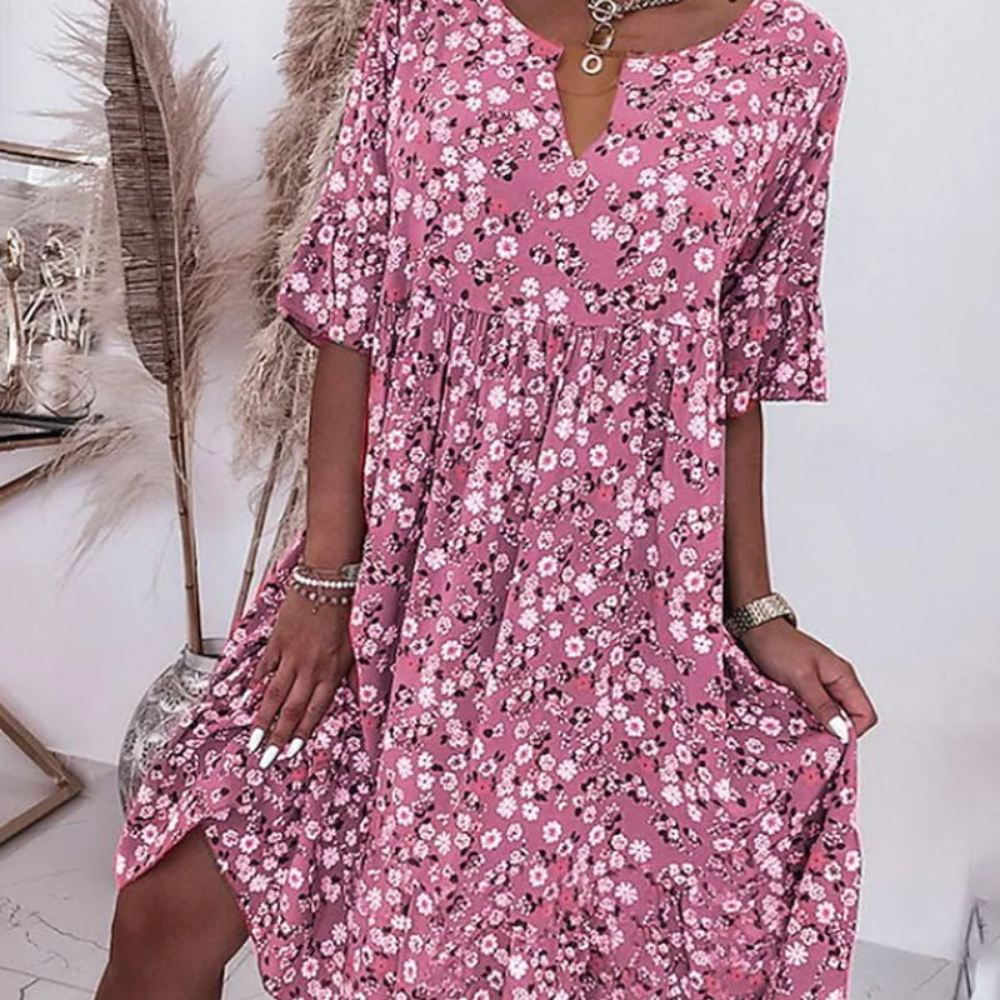 FLORANTINE - Blumiges Midikleid in Pink – Der Sommer zum Anziehen