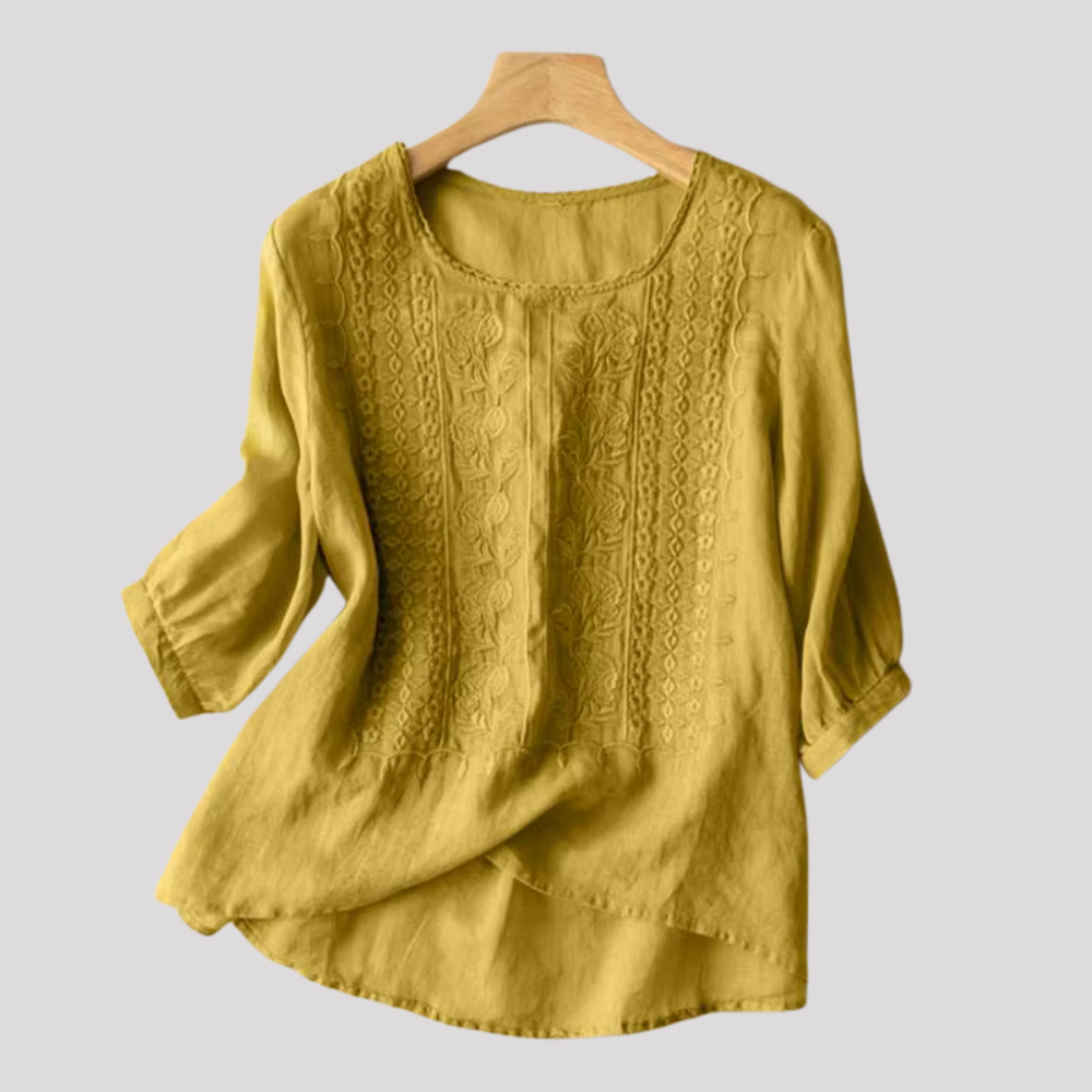 Aurélie –  Bluse in Weiß mit Stickerei