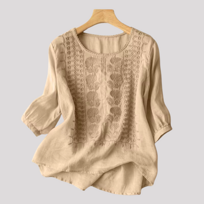 Aurélie –  Bluse in Weiß mit Stickerei