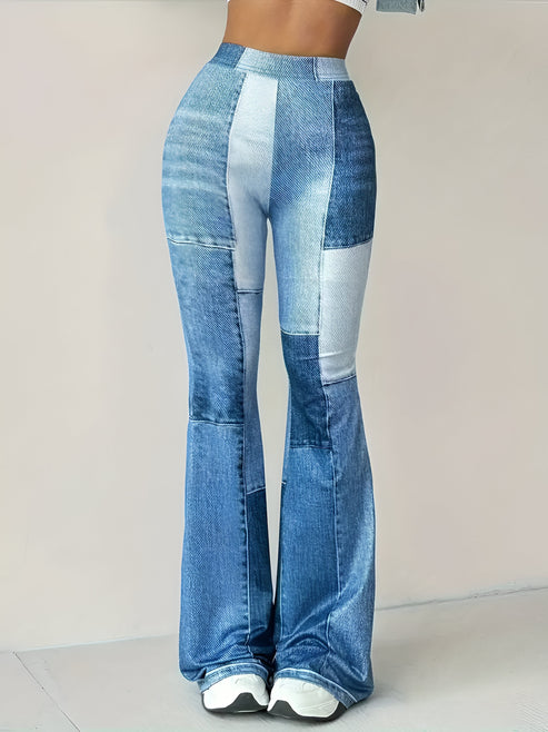 Ausgestellte Hose mit Print und Retro Flair für Frauen