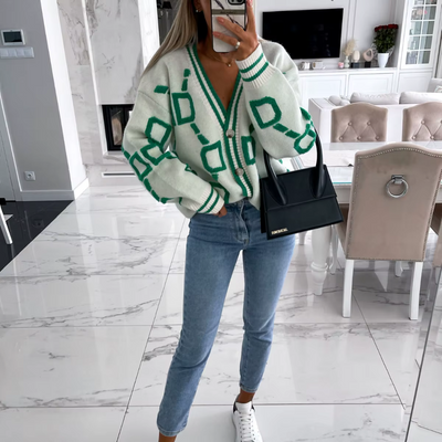 Calie – Oversize-Cardigan mit modernem Muster