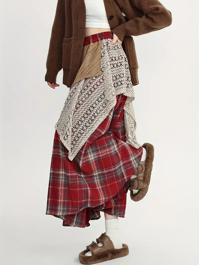 Asymmetrischer langer Trapezrock, elegant und modern, perfekt für einen trendigen, femininen Look