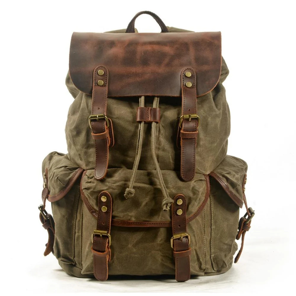 RANCO - Vintage-Rucksack aus Leder & Canvas – Abenteuer trifft Stil