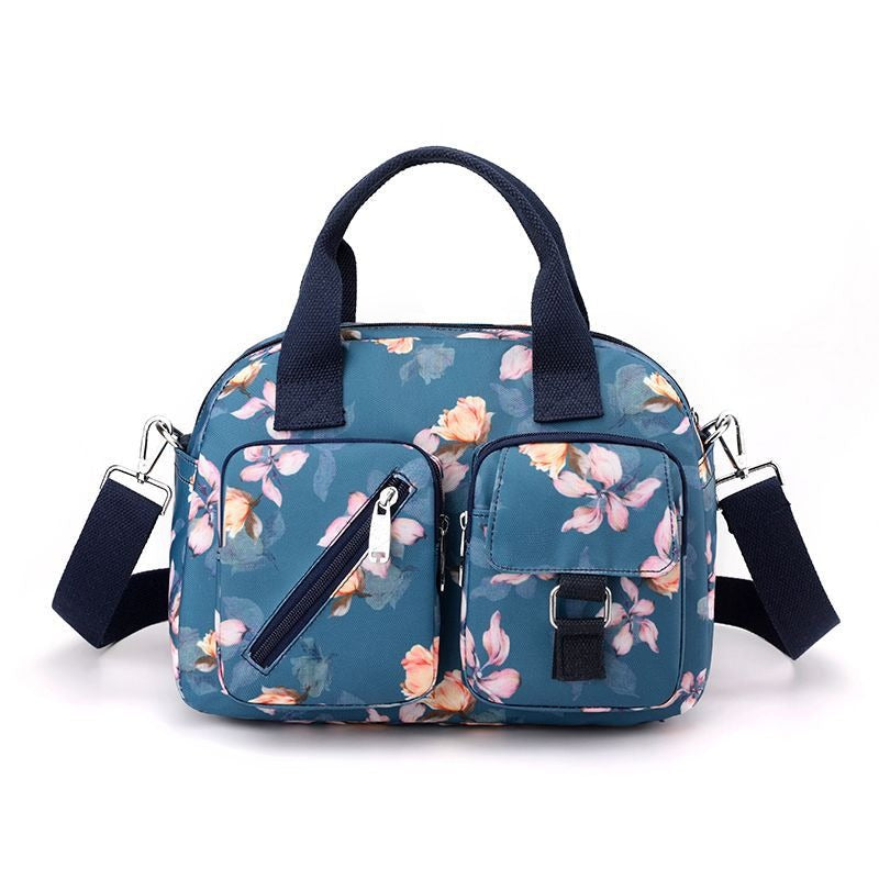 Damen Umhängetasche mit mehreren Fächern und Blumendruck - Elora