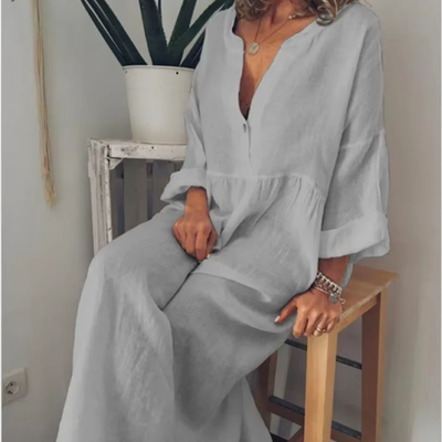 Eliana – Luftiges Maxikleid mit V-Ausschnitt