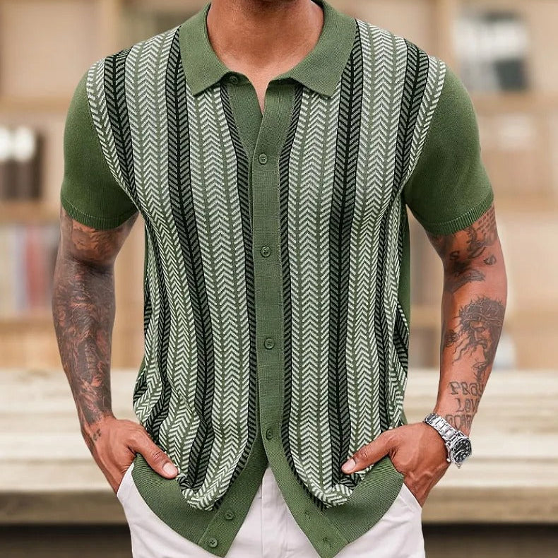 Lässiges Jacquard-Poloshirt mit vertikalen Streifen für Herren - Marcelo