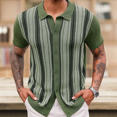 Lässiges Jacquard-Poloshirt mit vertikalen Streifen für Herren - Marcelo