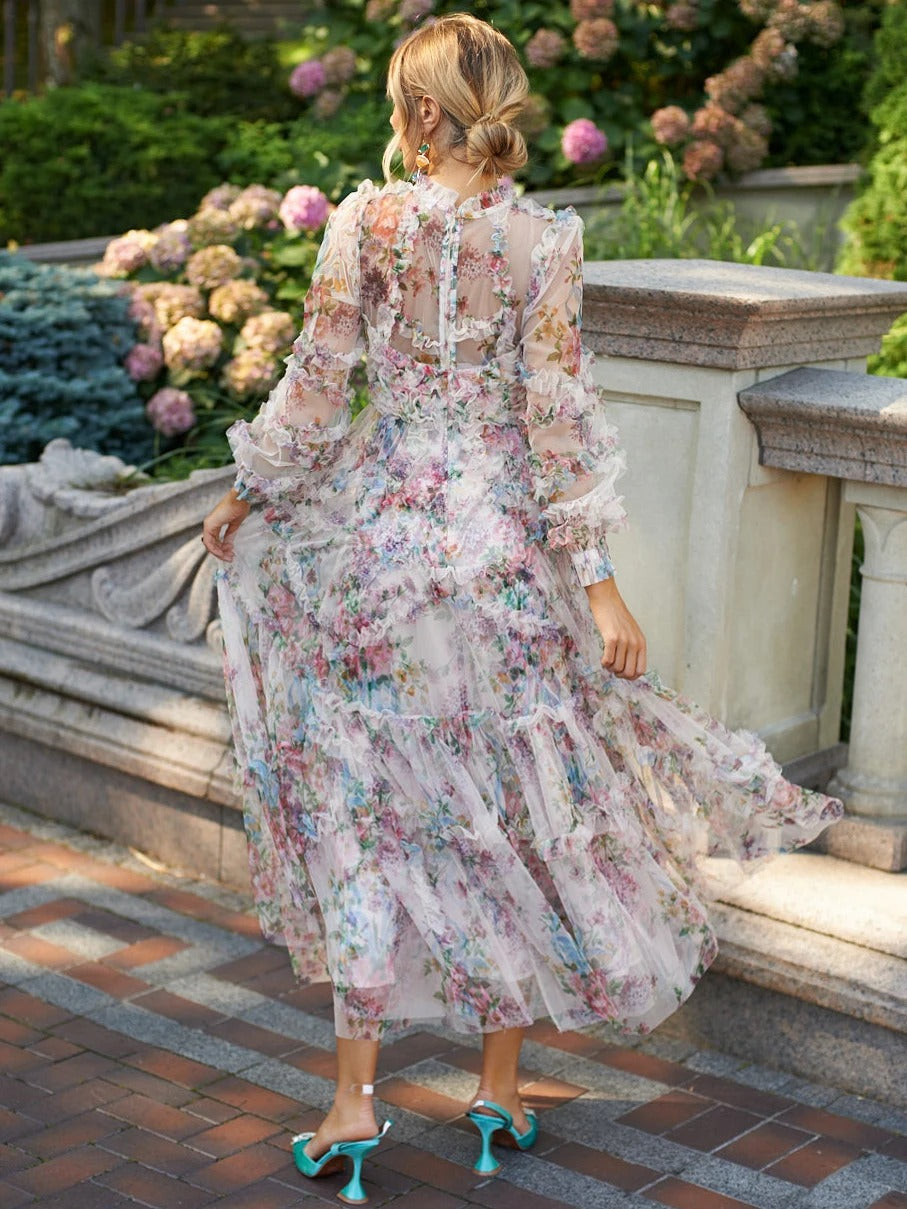 Marissa - Romantisches Mesh Blumen Fantasie Kleid