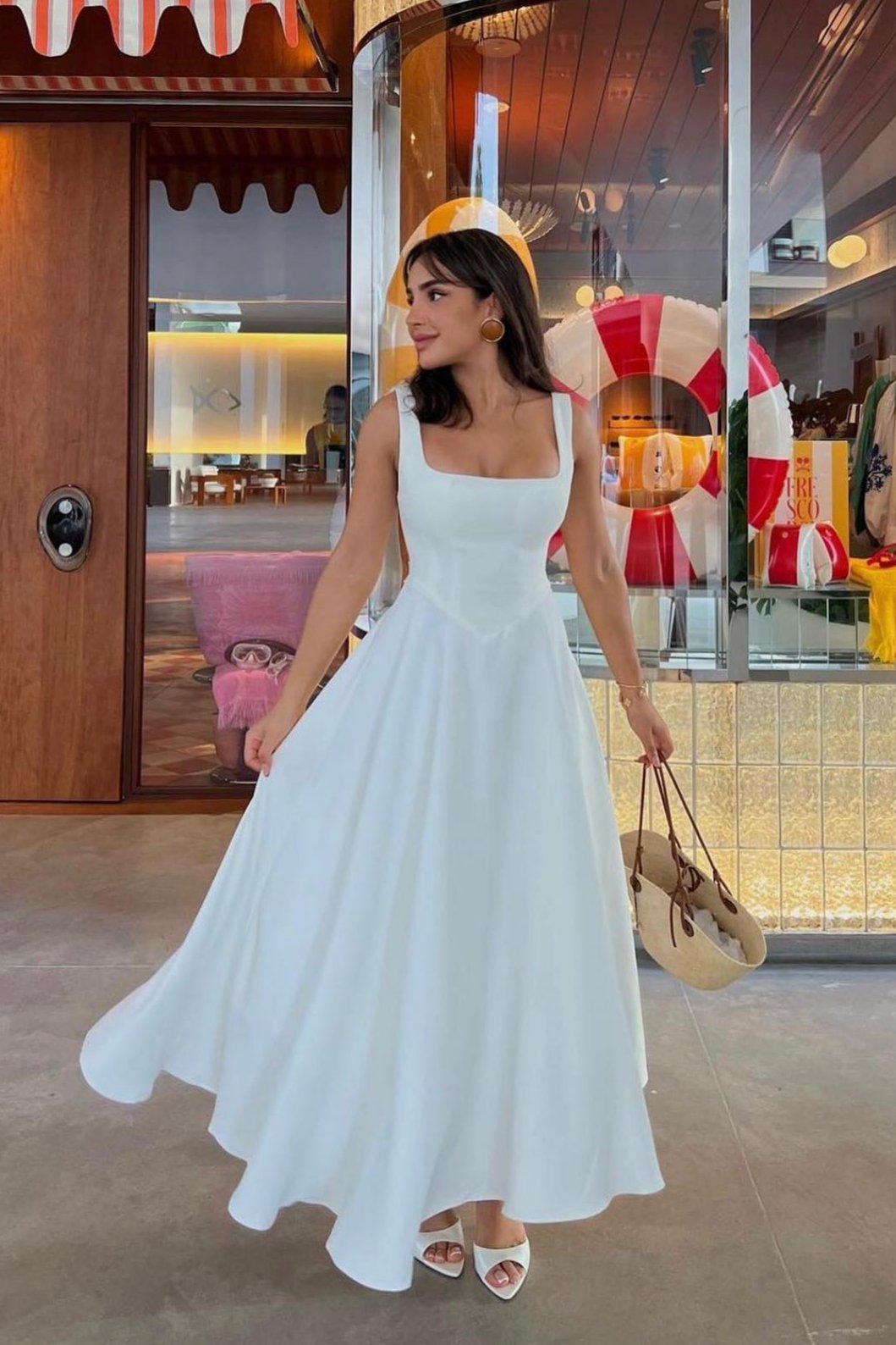 Calandra | Midikleid mit quadratischem Ausschnitt