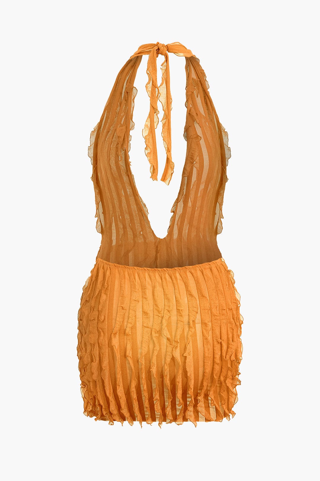 Liana | Sexy Transparentes Mini-Kleid mit Rüschen & Tiefem Ausschnitt