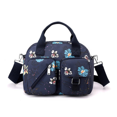 Damen Umhängetasche mit mehreren Fächern und Blumendruck - Elora