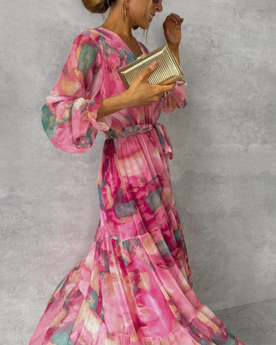 Damen Elegantes Blumen Wickelkleid | Maxi