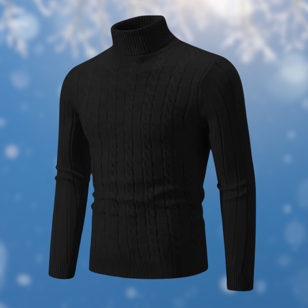 LEWIS -  Zopfmuster-Rollkragenpullover