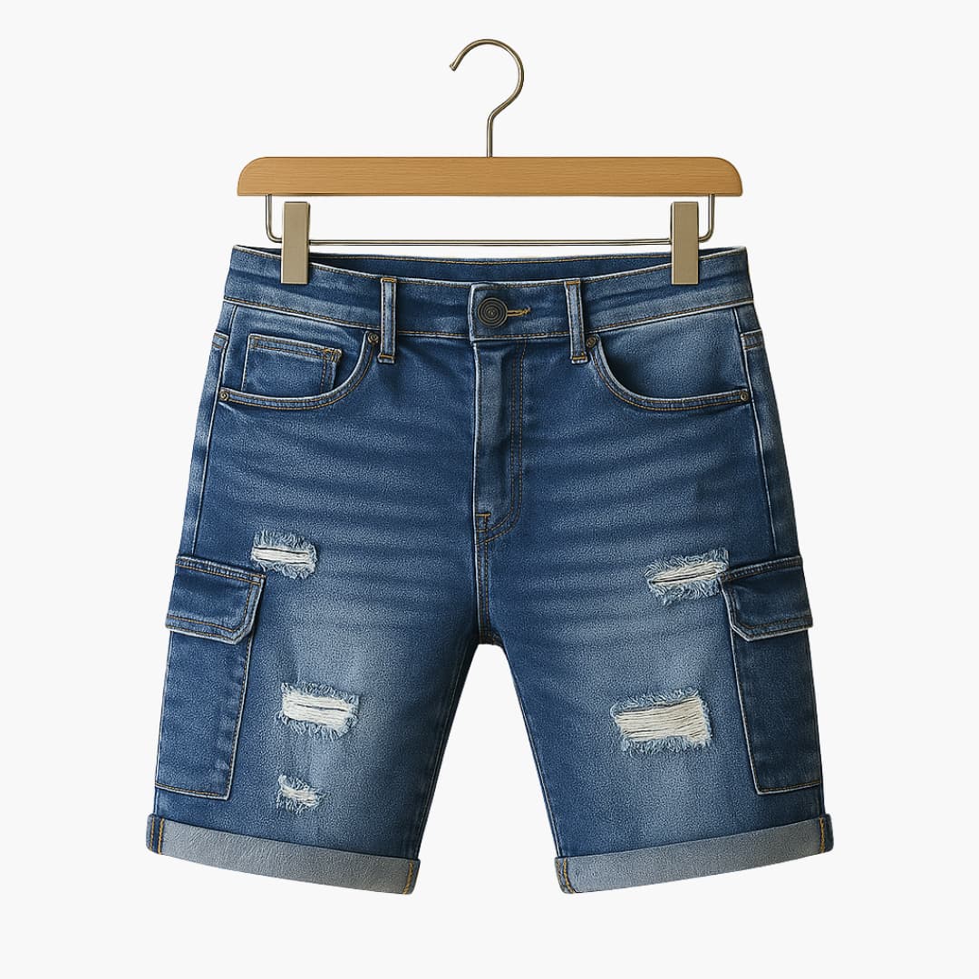 Herren Jeansshorts mit Raw Saum und Slim Fit Passform
