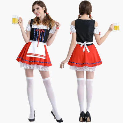 Spitzenverziertes Dirndl kleid für Damen - Oktoberfest 2025