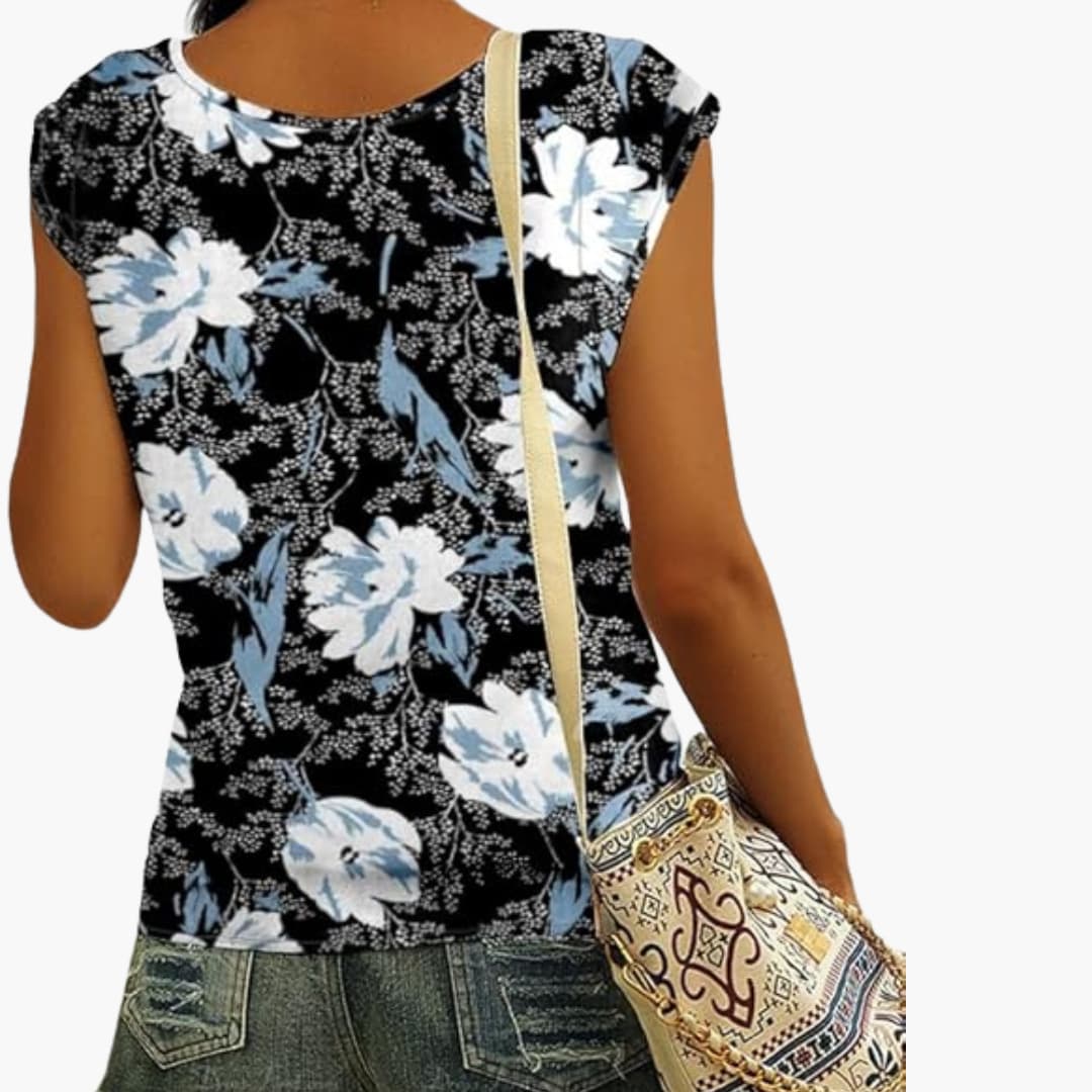 Damen V-Ausschnitt Shirt mit Cap-Ärmeln für den Sommer