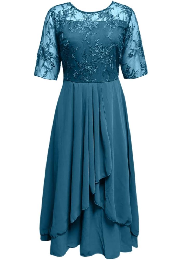 Damen Plissee Rundhalsausschnitt Kleid | Mini