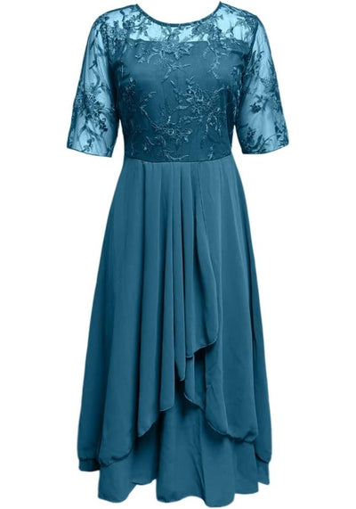 Damen Plissee Rundhalsausschnitt Kleid | Mini