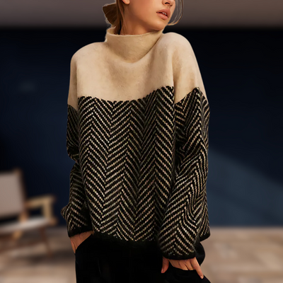 MARY - Zweifarbiger Oversize-Pullover