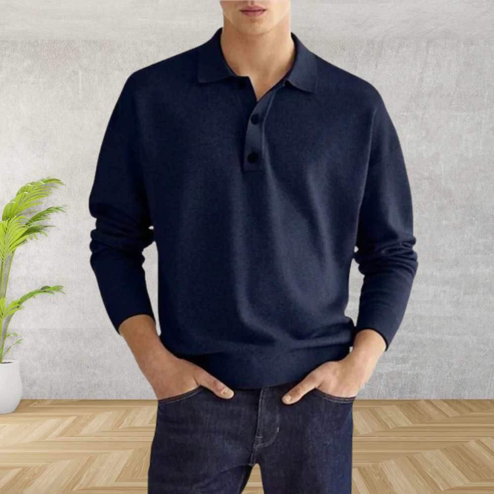 Tobyas - Schwarzes Langarm-Poloshirt