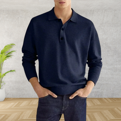 Tobyas - Schwarzes Langarm-Poloshirt