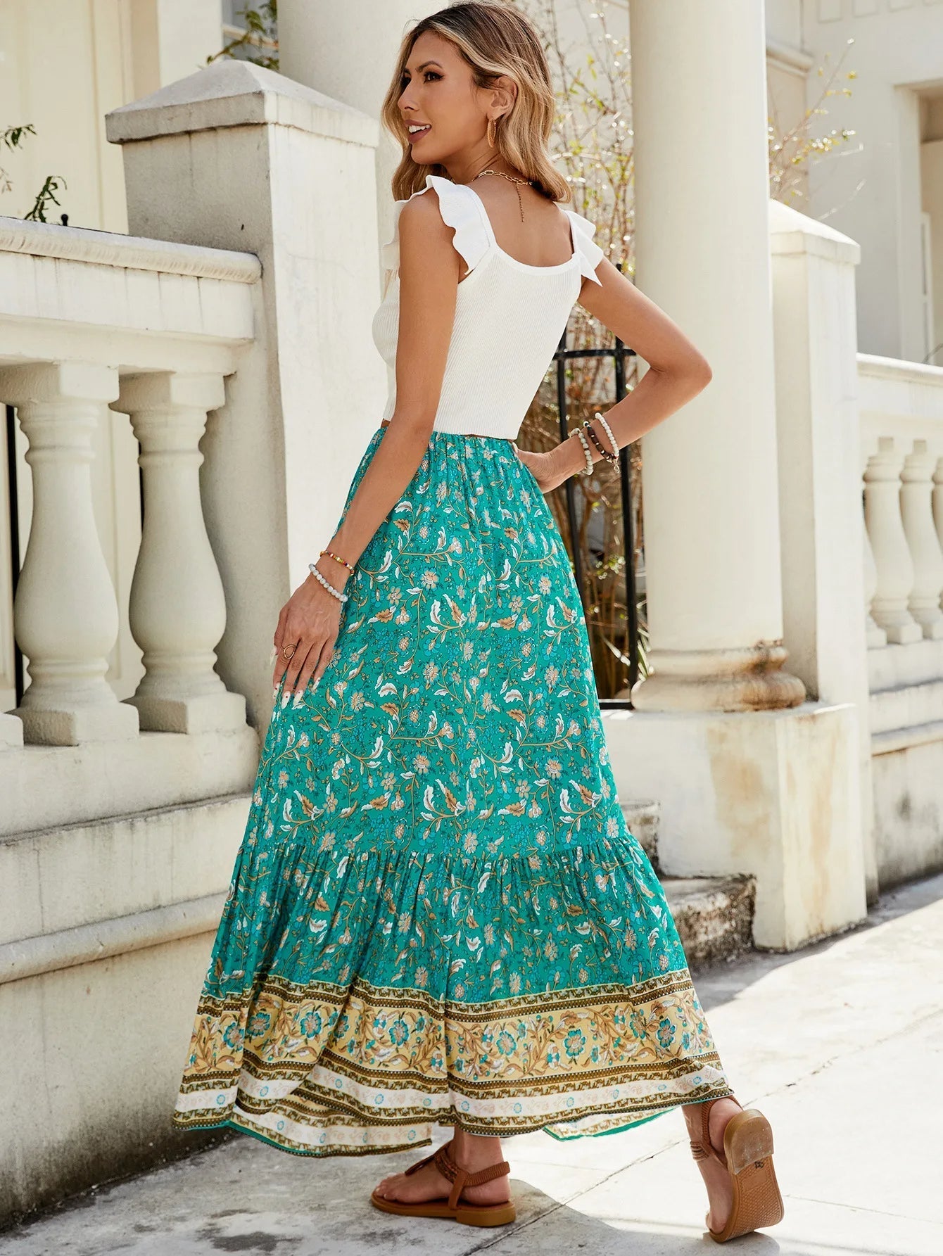 Damenrock mit hoher Taille und sommerlichem Schlitz - Liora