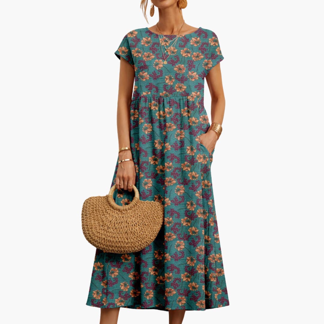 Boho Midikleid mit kurzen Ärmeln - für Damen im Sommerstil