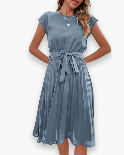 Damen Elegantes Plissee Kleid | Taille Schleife